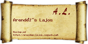 Arendás Lajos névjegykártya